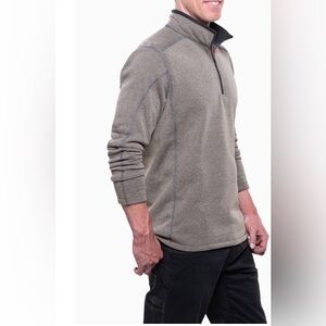 KUHL Revel 1/4 Zip Pullover Mens Medium Oatmeal Brown Fleece Sweater Outdoor